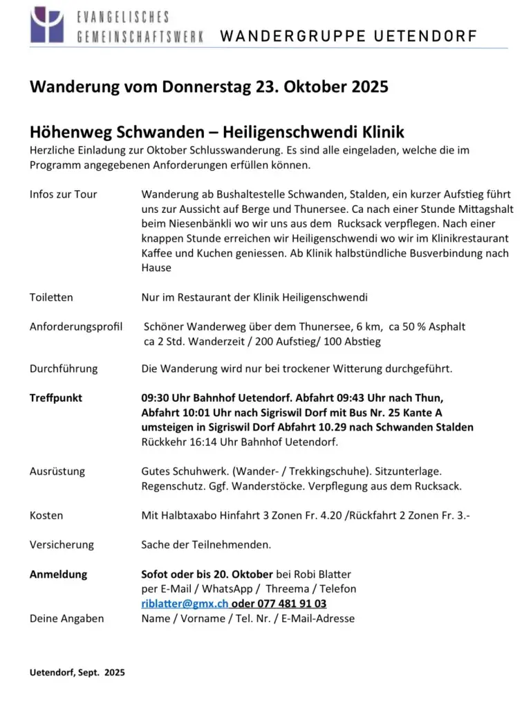 Wanderung Schwanden